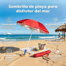 Sombrilla Playa, Protección UV+50, Sombrilla Antiviento, Soporte Metálico