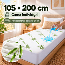 Protector de Colchón Impermeable de Fibra de Bambú, Transpirable y Suave, Sábana Bajera Ajustable 360°, Funda de Colchón para Cama 90/105/135/150/180x200 cm, Cubrecolchón Silencioso para Colchones de hasta 27 cm, Sábanas de Cama