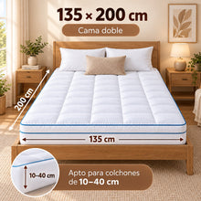 Protector de Colchón Acolchado y Engrosado, Topper para Colchón y Sobrecolchón 900 g, Cubrecolchón con Relleno Efecto Plumón, Transpirable, Mullido y Suave, Bolsillo Profundo y Borde Elástico 360°, para Colchones de 10–40 cm