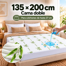 Protector de Colchón Impermeable de Fibra de Bambú, Transpirable y Suave, Sábana Bajera Ajustable 360°, Funda de Colchón para Cama 90/105/135/150/180x200 cm, Cubrecolchón Silencioso para Colchones de hasta 27 cm, Sábanas de Cama