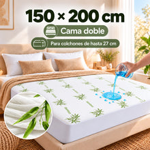 Protector de Colchón Impermeable de Fibra de Bambú, Transpirable y Suave, Sábana Bajera Ajustable 360°, Funda de Colchón para Cama 90/105/135/150/180x200 cm, Cubrecolchón Silencioso para Colchones de hasta 27 cm, Sábanas de Cama