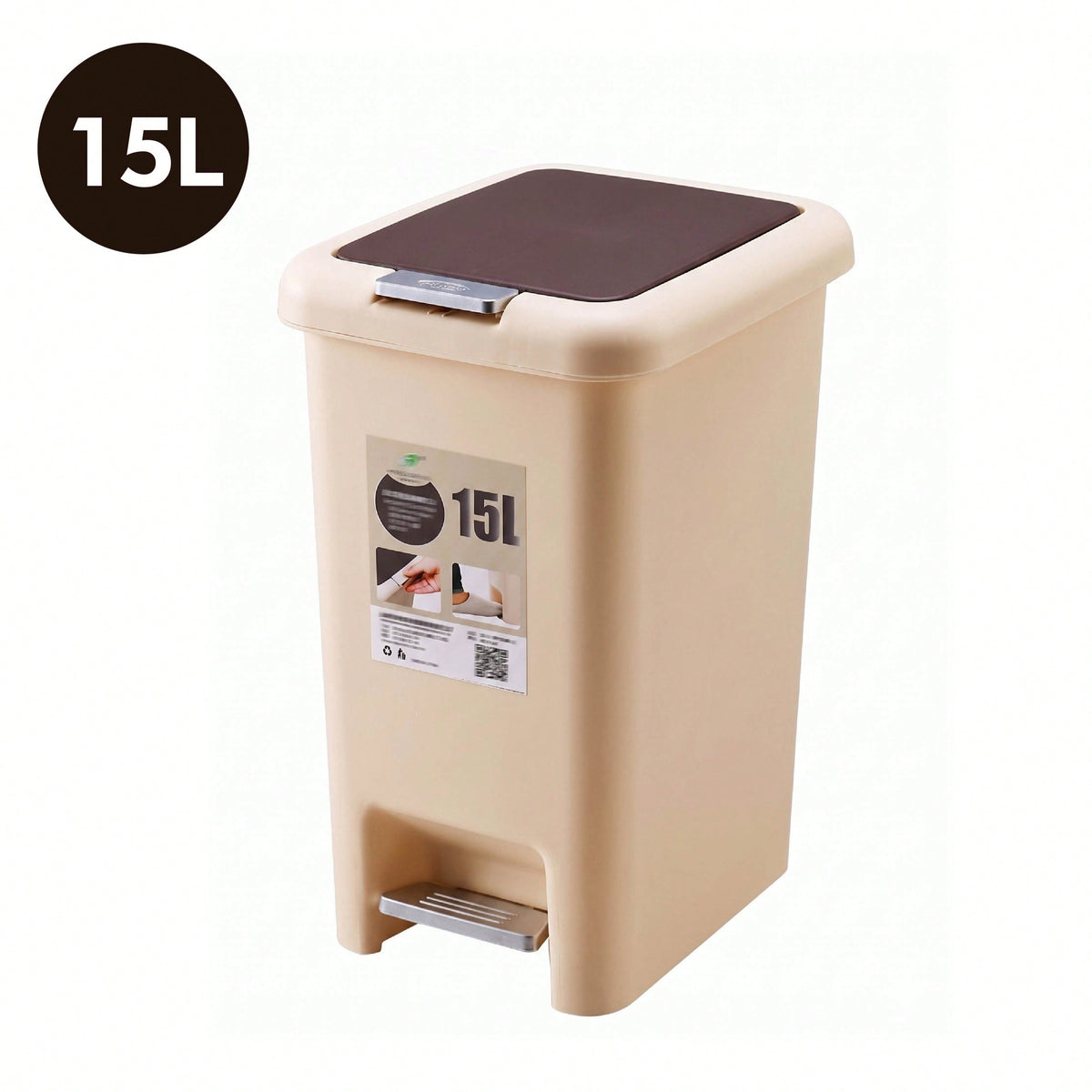 MIMOCASA Cubo para Baño : Cubo Basura Baño con Tapa a Presión y Pedal, Papelera Baño para Cocina, Baño, Sala de Estar, Oficina, Lugar Estrecho, Asa de Transporte Portátil