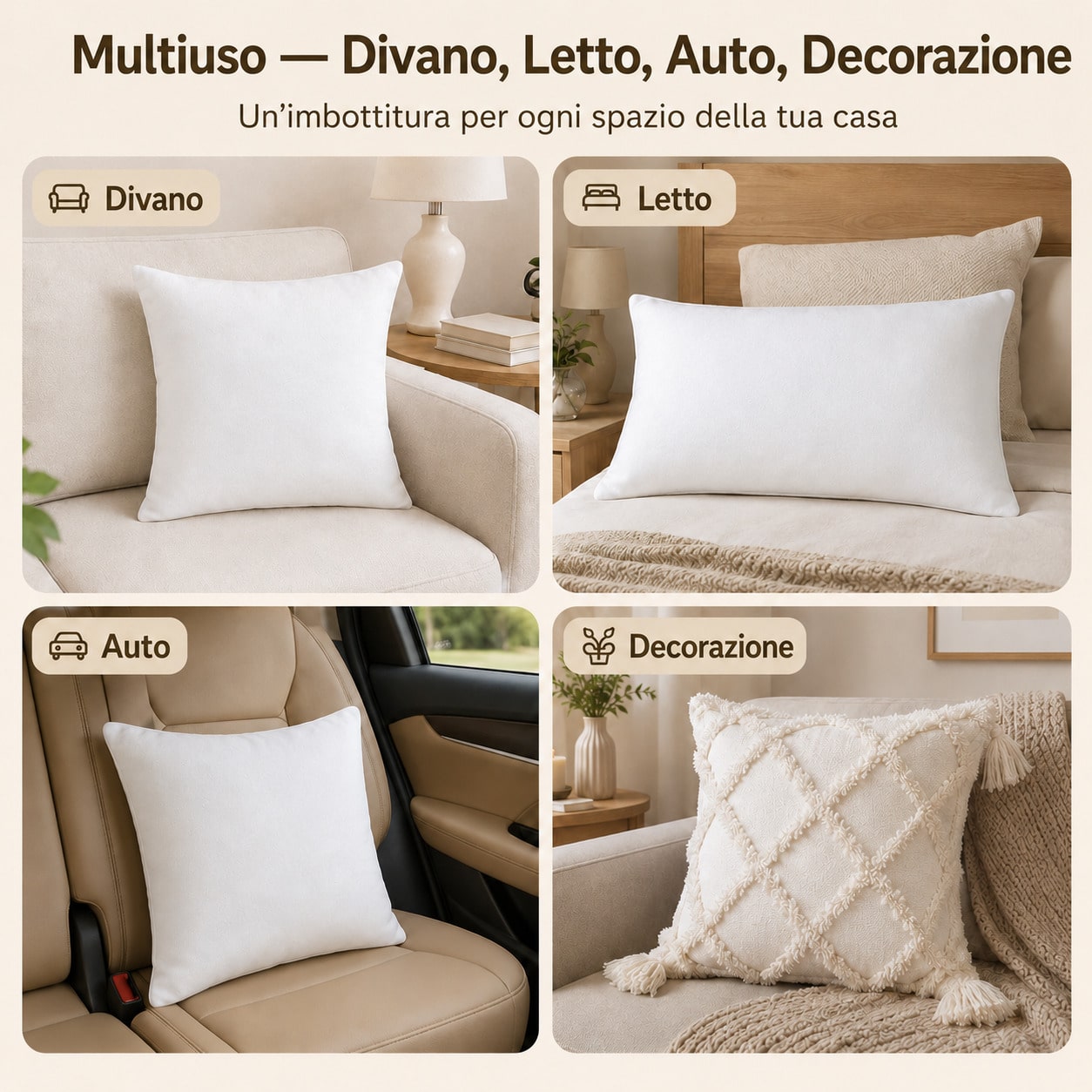 2 /4 /6piezas Núcleo de almohada blanco, cojín de almohada en múltiples tamaños, relleno de microfibra, Relleno de Cojín 2/4/6 Piezas, Cojines Interiores Cuadrados Blancos en Varios Tamaños, Relleno de Fibra Suave y Esponjoso para Sofá
