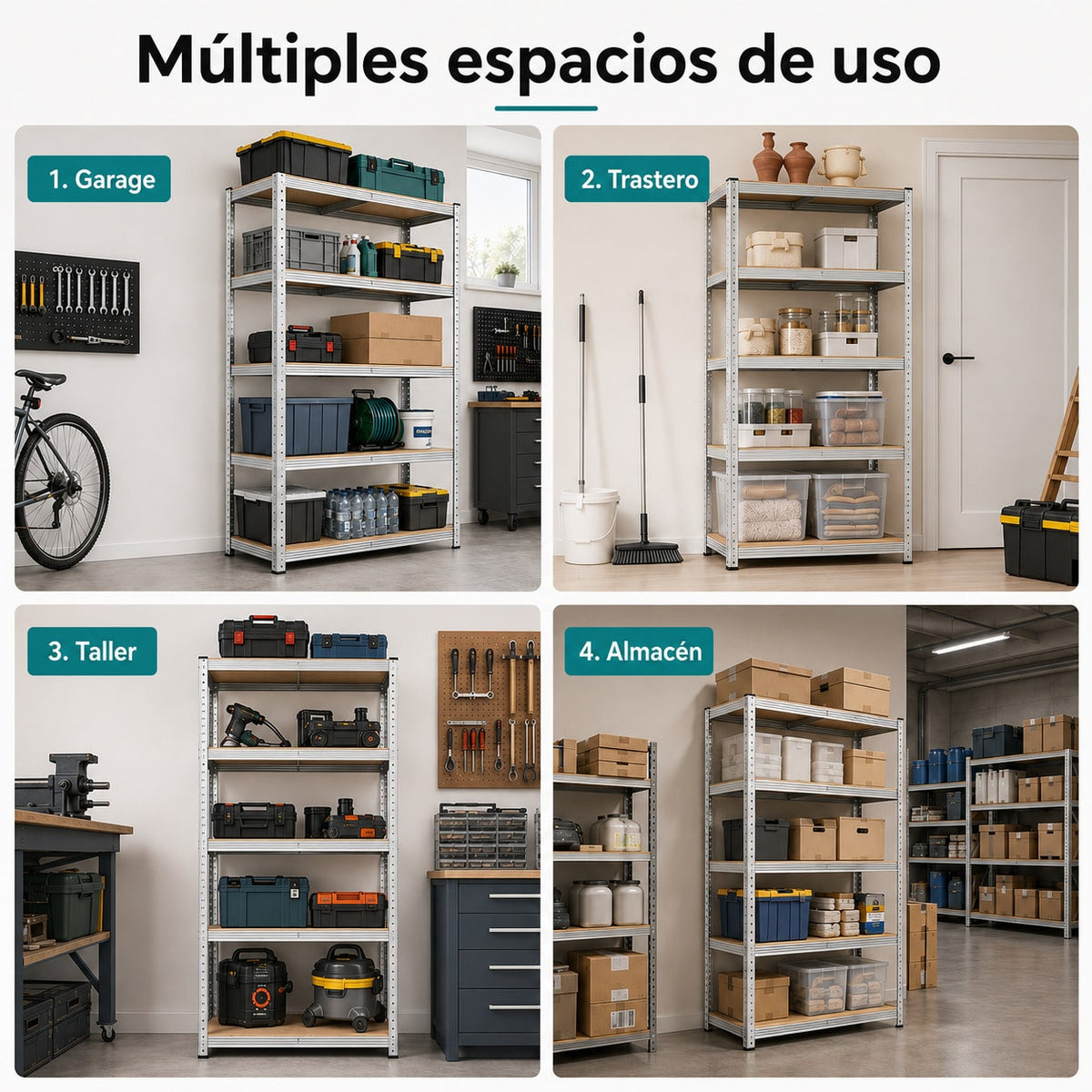 DECODEKO Estantería Metálica, 5 Baldas MDF, Acero Galvanizado, 180x90x40cm, Modular y Ajustable, para Trastero y Garaje