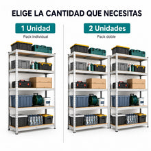 DECODEKO Estantería Metálica, 5 Baldas MDF, Acero Galvanizado, 180x90x40cm, Modular y Ajustable, para Trastero y Garaje
