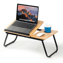 Mesa Plegable para Portátil con 5 Niveles de Inclinación Ajustable, Mesa para Cama y Sofá con Portavasos, Tope Antideslizante, Bandeja para Ratón, Escritorio Portátil Multifunción para Ordenador, Estudio, Trabajo, Lectura, Comer y Ver Series