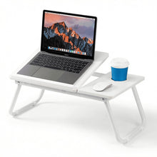 Mesa Plegable para Portátil con 5 Niveles de Inclinación Ajustable, Mesa para Cama y Sofá con Portavasos, Tope Antideslizante, Bandeja para Ratón, Escritorio Portátil Multifunción para Ordenador, Estudio, Trabajo, Lectura, Comer y Ver Series