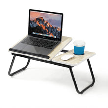 Mesa Plegable para Portátil con 5 Niveles de Inclinación Ajustable, Mesa para Cama y Sofá con Portavasos, Tope Antideslizante, Bandeja para Ratón, Escritorio Portátil Multifunción para Ordenador, Estudio, Trabajo, Lectura, Comer y Ver Series