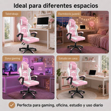 Silla Gaming Ergonómica con Altura Ajustable, Respaldo Reclinable 90°–135°, sin Reposapiés, Soporta hasta 150 kg, Cojines Lumbar y Cervical Desmontables, Reposabrazos Acolchados y Giro 360°