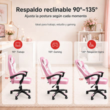 Silla Gaming Ergonómica con Altura Ajustable, Respaldo Reclinable 90°–135°, sin Reposapiés, Soporta hasta 150 kg, Cojines Lumbar y Cervical Desmontables, Reposabrazos Acolchados y Giro 360°