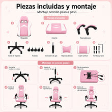 Silla Gaming Ergonómica con Altura Ajustable, Respaldo Reclinable 90°–135°, sin Reposapiés, Soporta hasta 150 kg, Cojines Lumbar y Cervical Desmontables, Reposabrazos Acolchados y Giro 360°
