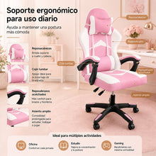 Silla Gaming Ergonómica con Altura Ajustable, Respaldo Reclinable 90°–135°, sin Reposapiés, Soporta hasta 150 kg, Cojines Lumbar y Cervical Desmontables, Reposabrazos Acolchados y Giro 360°