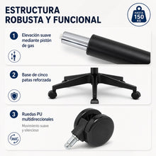 Silla de Escritorio Ergonómica, Silla de Oficina con Reposacabezas Ajustable, Soporte Lumbar, Respaldo de Malla Transpirable, Asiento Acolchado, Altura Regulable, Giro 360°, Función Basculante y Ruedas Silenciosas
