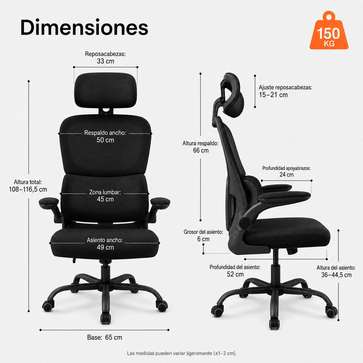 Silla de Escritorio Ergonómica de Malla Transpirable, Silla de Oficina Ajustable con Reposacabezas Regulable y Soporte Lumbar Dinámico, Reposabrazos Abatibles, Altura Ajustable, Respaldo Basculante, Silla Giratoria 360° con Ruedas
