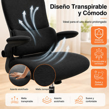 Silla de Escritorio Ergonómica de Malla Transpirable, Silla de Oficina Ajustable con Reposacabezas Regulable y Soporte Lumbar Dinámico, Reposabrazos Abatibles, Altura Ajustable, Respaldo Basculante, Silla Giratoria 360° con Ruedas