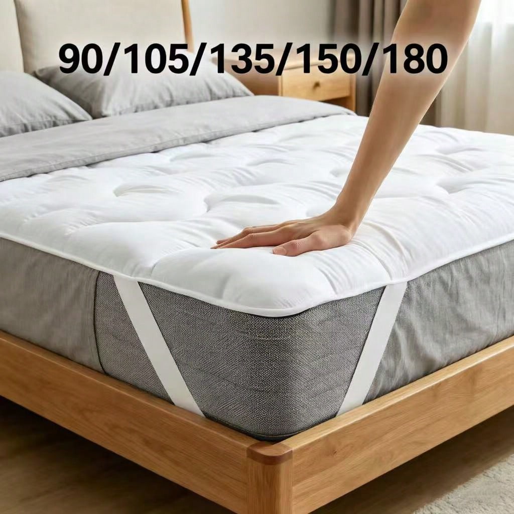 Sobrecolchón acolchado extra suave, topper de colchón grueso y voluminoso con relleno transpirable, bandas elásticas en las esquinas para un ajuste estable, mejora el confort del sueño, compatible con camas 90×200,105×200,135×200,150×200,180×200 cm