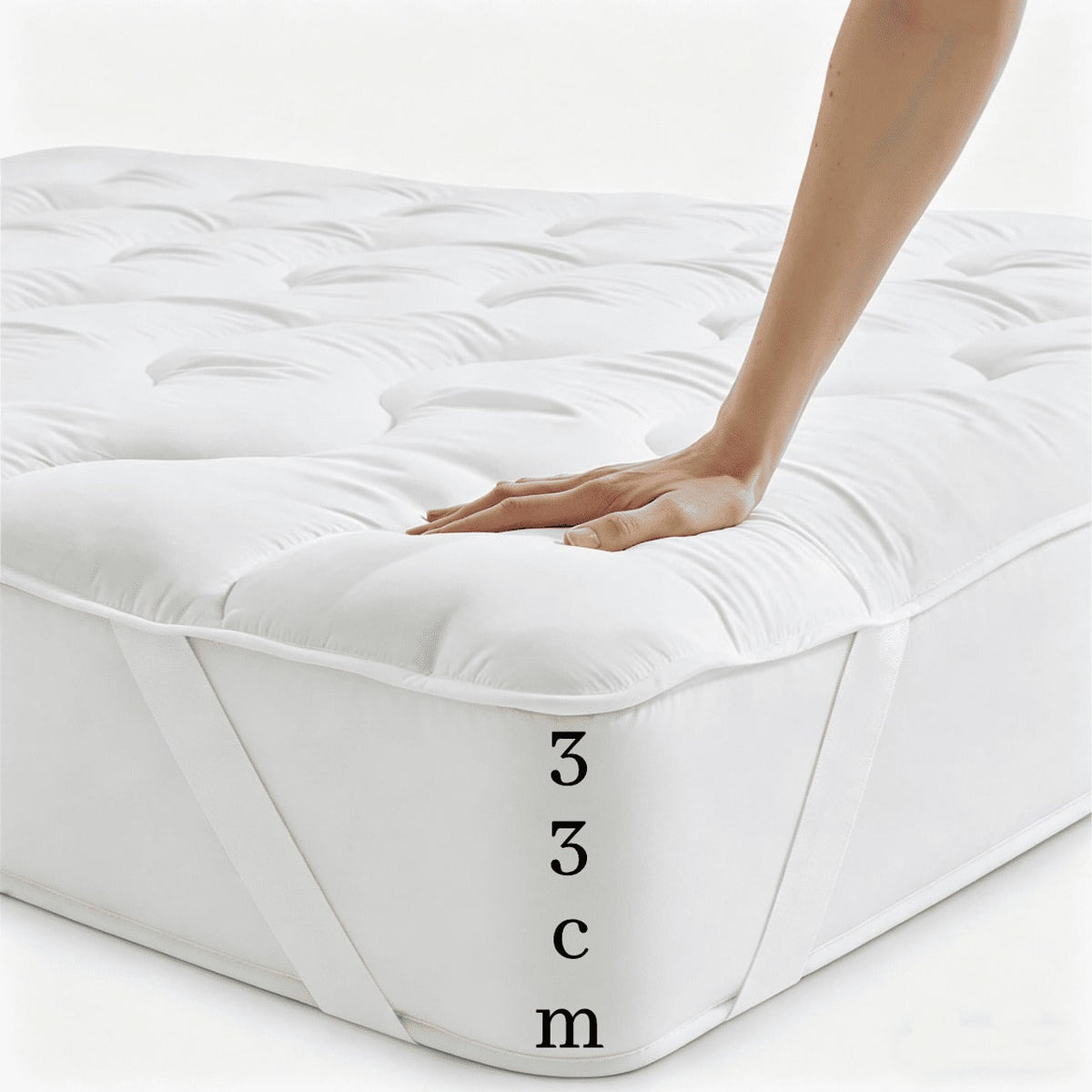 Sobrecolchón acolchado extra suave, topper de colchón grueso y voluminoso con relleno transpirable, bandas elásticas en las esquinas para un ajuste estable, mejora el confort del sueño, compatible con camas 90×200,105×200,135×200,150×200,180×200 cm