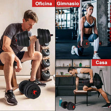 Mancuernas Ajustables 3 en 1 con Barra 10/15/20/30/40 kg, Juego de Pesas con Barra de Conexión y Discos Octogonales Ajustables, Mancuernas y Barra Desmontables para Musculación, Fuerza, Fitness y Entrenamiento de Cuerpo Completo en Casa