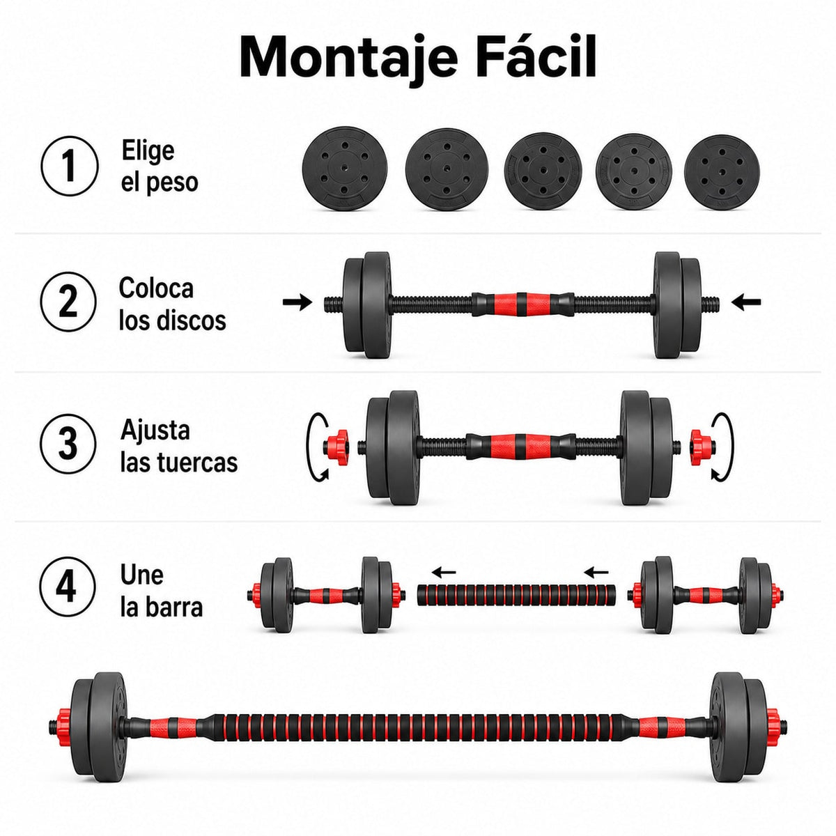 Mancuernas Ajustables 3 en 1 con Barra 10/15/20/30/40 kg, Juego de Pesas con Barra de Conexión y Discos Octogonales Ajustables, Mancuernas y Barra Desmontables para Musculación, Fuerza, Fitness y Entrenamiento de Cuerpo Completo en Casa
