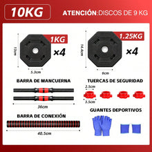 Mancuernas Ajustables 3 en 1 con Barra 10/15/20/30/40 kg, Juego de Pesas con Barra de Conexión y Discos Octogonales Ajustables, Mancuernas y Barra Desmontables para Musculación, Fuerza, Fitness y Entrenamiento de Cuerpo Completo en Casa