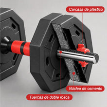 Mancuernas Ajustables 3 en 1 con Barra 10/15/20/30/40 kg, Juego de Pesas con Barra de Conexión y Discos Octogonales Ajustables, Mancuernas y Barra Desmontables para Musculación, Fuerza, Fitness y Entrenamiento de Cuerpo Completo en Casa