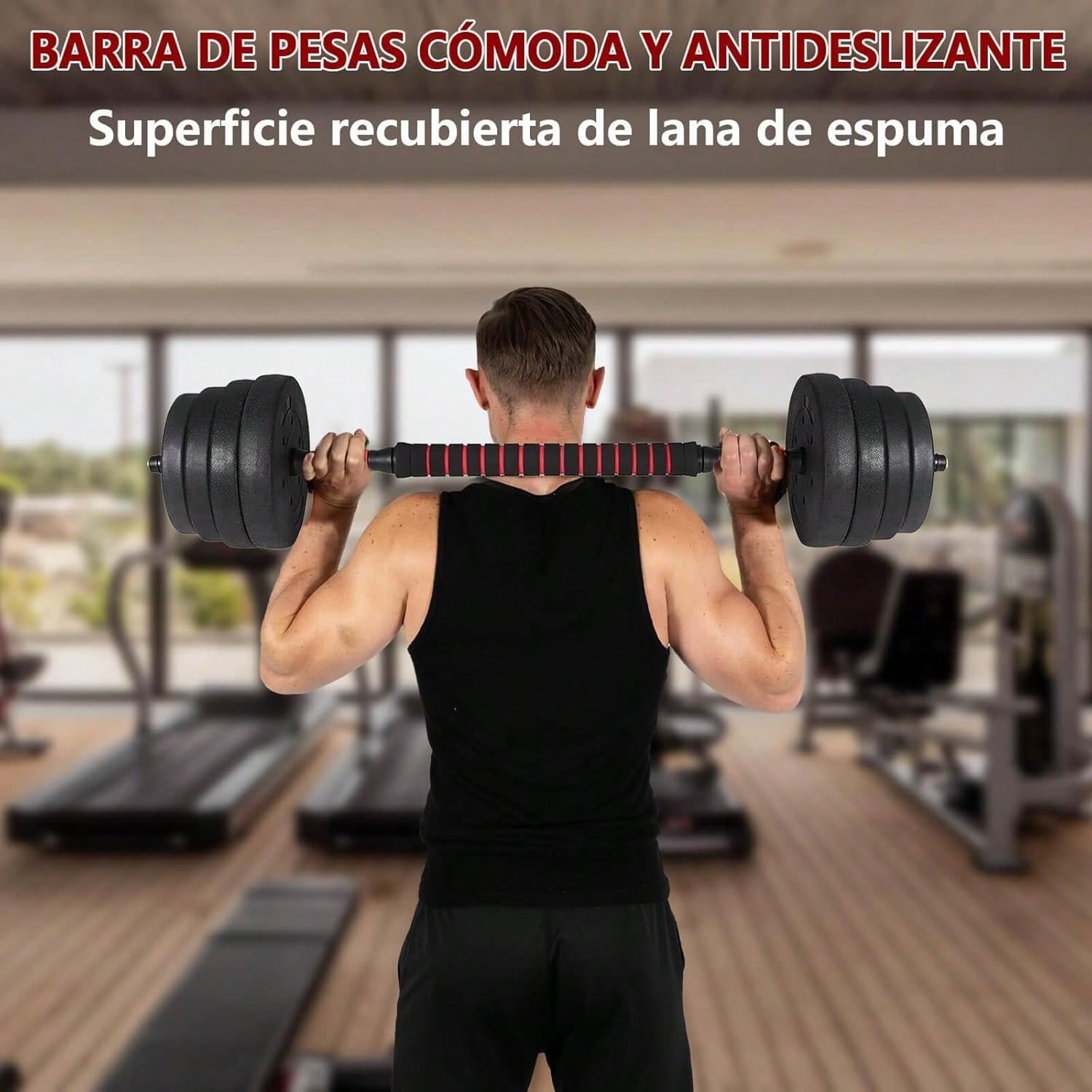 Mancuernas Ajustables 3 en 1 con Barra 10/15/20/30/40 kg, Juego de Pesas con Barra de Conexión y Discos Octogonales Ajustables, Mancuernas y Barra Desmontables para Musculación, Fuerza, Fitness y Entrenamiento de Cuerpo Completo en Casa
