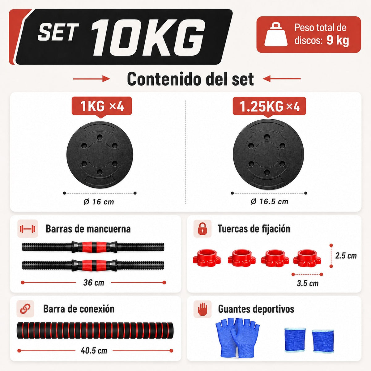 Mancuernas Ajustables 3 en 1 con Barra 10/15/20/30/40 kg, Juego de Pesas con Barra de Conexión y Discos Octogonales Ajustables, Mancuernas y Barra Desmontables para Musculación, Fuerza, Fitness y Entrenamiento de Cuerpo Completo en Casa