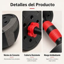 Mancuernas Ajustables 3 en 1 con Barra 10/15/20/30/40 kg, Juego de Pesas con Barra de Conexión y Discos Octogonales Ajustables, Mancuernas y Barra Desmontables para Musculación, Fuerza, Fitness y Entrenamiento de Cuerpo Completo en Casa