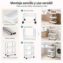 Carrito Organizador Estrecho con Ruedas, 3/4 Niveles, 13/22 cm de Profundidad con 4 Ganchos, Carrito Auxiliar Estrecho y Estantería de Almacenamiento Ahorra Espacio para Cocina, Baño, Lavandería, Despensa, Dormitorio, Oficina y Rincones Estrechos