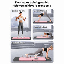 Tabla de Pilates Plegable 4 en 1 Multifuncional, con Rebote Automático, Entrenador Abdominal con Rodillo, Bandas de Resistencia y Asas para Flexiones, Entrenamiento de Core, Brazos, Piernas y Cuerpo Completo en Casa, 106 × 41 cm