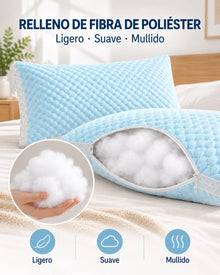 Almohadas para Cama 1/2/4 Unidades, Almohada Suave y Transpirable, Relleno de Almohada, Almohada de Fibra de Poliéster, Tejido Texturizado de Puntos en Relieve, 68 × 43 × 14 cm, para Primavera, Verano, Otoño e Invierno, Dormitorio, Hotel, Sofá y Viaje