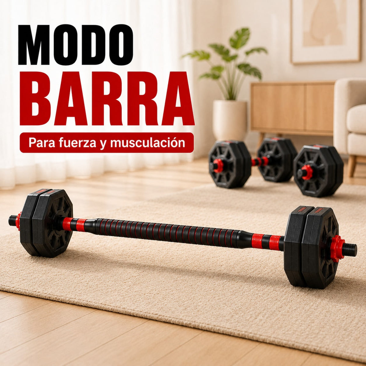 Mancuernas Ajustables 4 en 1 10/20/30/40 kg con Kettlebell y Barra de Conexión, Juego de APesas con Discos Octogonales Ajustables, Set de Musculación con Soporte para Flexiones, Equipo Fitness para Entrenamiento de Fuerza en Casa