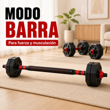 Mancuernas Ajustables 4 en 1 10/20/30/40 kg con Kettlebell y Barra de Conexión, Juego de APesas con Discos Octogonales Ajustables, Set de Musculación con Soporte para Flexiones, Equipo Fitness para Entrenamiento de Fuerza en Casa