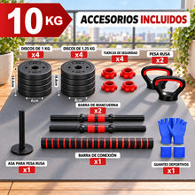 Set de Mancuernas Ajustables 3 en 1 10/15/20/30/40 kg, Mancuernas Redondas con Pesa Rusa y Barra de Conexión, Juego de Pesas para Musculación y Entrenamiento de Fuerza, Fitness y Gimnasio en Casa para Brazos, Hombros