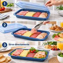 Set de 4/8 Porta Embutidos Herméticos, Tupper para Fiambre con Tapa Transparente, Fiambreras Apilables para Nevera, Cajas de Almacenamiento de Alimentos para Jamón, Queso, Chorizo, Salchichas y Carne Cortada
