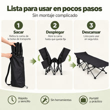 Cama de Camping Plegable para Adultos, Cama Plegable Portátil con Bolsa de Transporte, Cama Auxiliar de Viaje para Camping, Playa, Jardín, Oficina y Hogar, Cama Exterior Multifuncional para Descanso Interior y Exterior