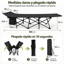 Cama de Camping Plegable para Adultos, Cama Plegable Portátil con Bolsa de Transporte, Cama Auxiliar de Viaje para Camping, Playa, Jardín, Oficina y Hogar, Cama Exterior Multifuncional para Descanso Interior y Exterior