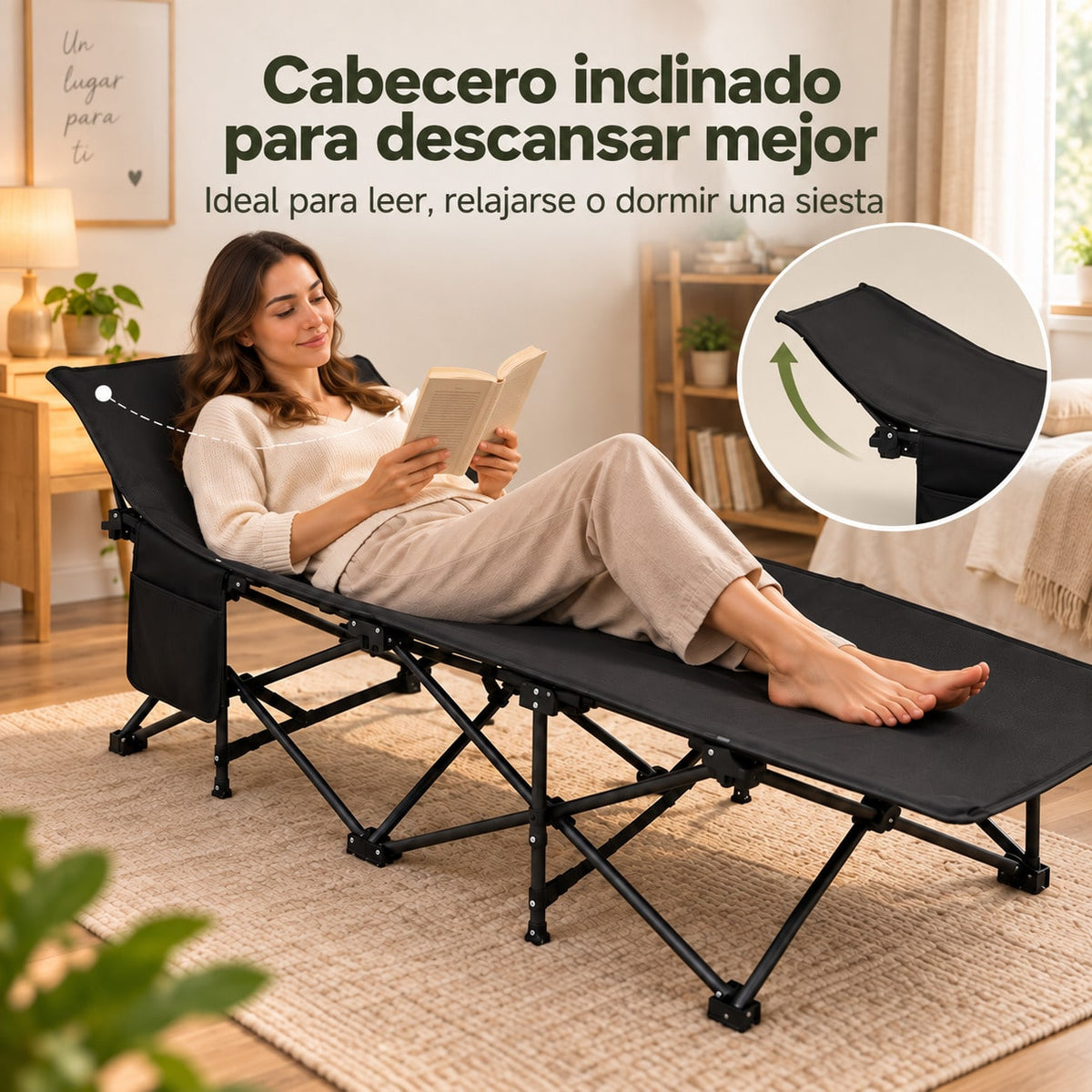 Cama de Camping Plegable para Adultos, Cama Plegable Portátil con Bolsa de Transporte, Cama Auxiliar de Viaje para Camping, Playa, Jardín, Oficina y Hogar, Cama Exterior Multifuncional para Descanso Interior y Exterior