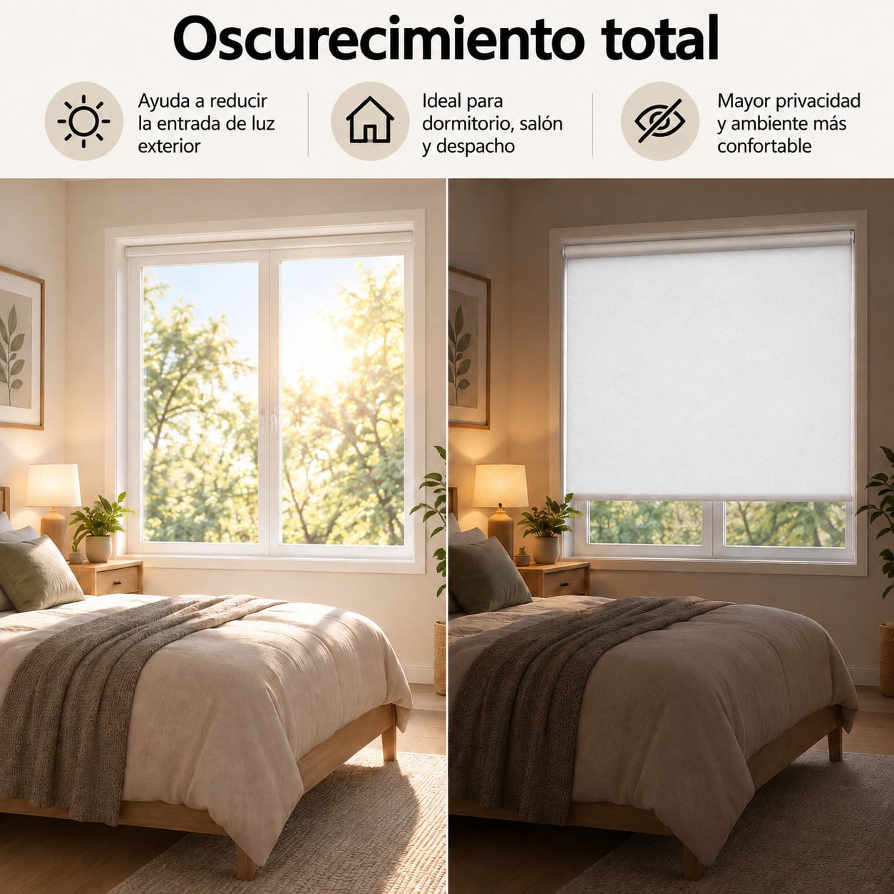 Estor Enrollable Opaco Blackout sin Taladro, Estores para Ventanas con Oscurecimiento Total, Control de Luz y Privacidad, Altura Ajustable y Parada Libre, Cortinas Dormitorio, Cortinas de Salón Modernas y Elegantes