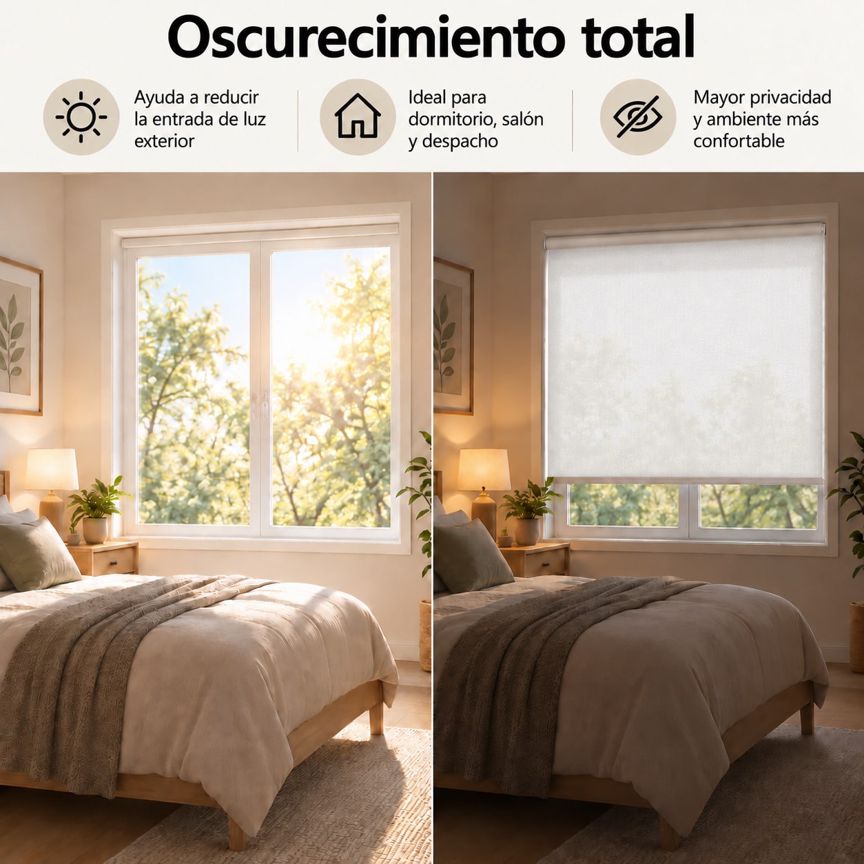 Estor Enrollable Translúcido para Ventanas, Estores para Ventanas sin Taladro con Control de Luz y Privacidad, Cortina Enrollable Semiopaca para Dormitorio, Salón y Cocina, Stores para Ventanas Modernos, Instalación Fácil sin Herramientas con Parada Libre