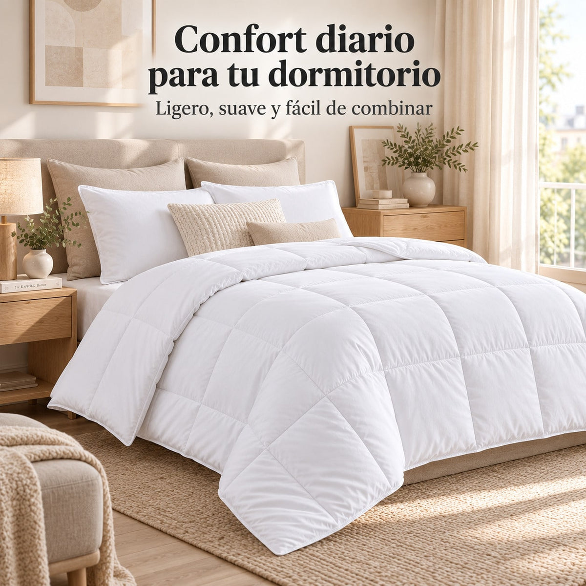 Edredón Nórdico Alternativo al Plumón Blanco, Edredón con Relleno Incluido para Cama 90/105/135/150/180, Edredones de Cama 150, Relleno Nórdico Suave y Confortable, Edredón Acolchado para Entretiempo, Otoño e Invierno, Gramajes 200/300/400 gr/m²
