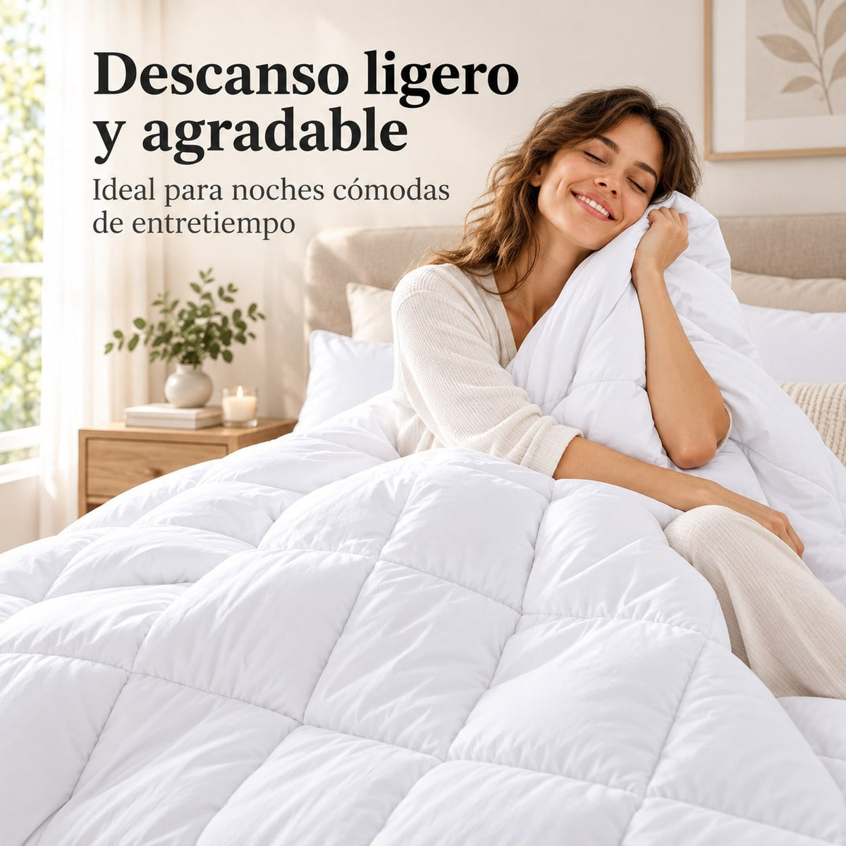 Edredón Nórdico Alternativo al Plumón Blanco, Edredón con Relleno Incluido para Cama 90/105/135/150/180, Edredones de Cama 150, Relleno Nórdico Suave y Confortable, Edredón Acolchado para Entretiempo, Otoño e Invierno, Gramajes 200/300/400 gr/m²