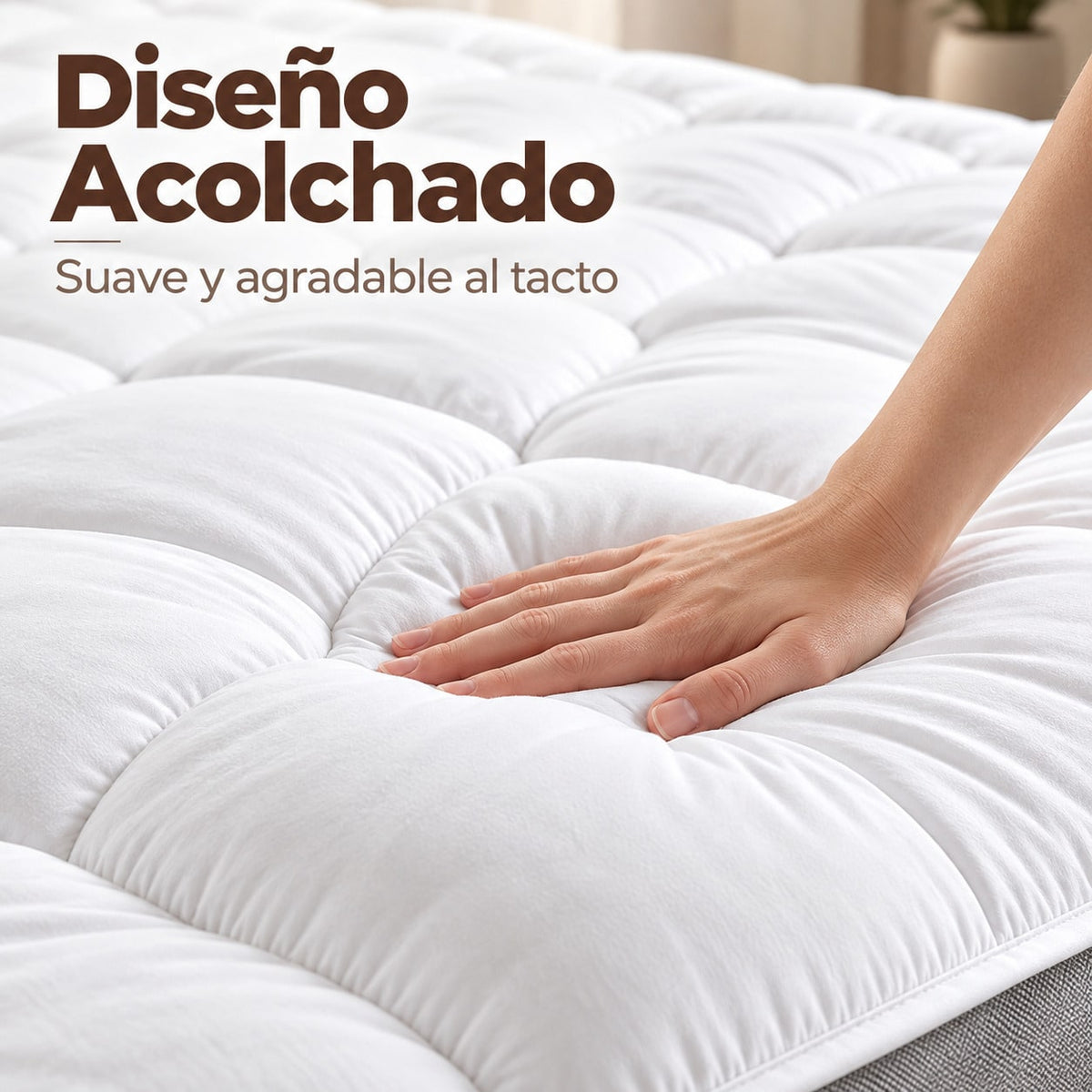 Sobrecolchón acolchado extra suave, topper de colchón grueso y voluminoso con relleno transpirable, bandas elásticas en las esquinas para un ajuste estable, mejora el confort del sueño, compatible con camas 90×200,105×200,135×200,150×200,180×200 cm