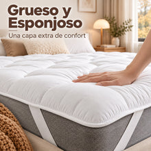 Sobrecolchón acolchado extra suave, topper de colchón grueso y voluminoso con relleno transpirable, bandas elásticas en las esquinas para un ajuste estable, mejora el confort del sueño, compatible con camas 90×200,105×200,135×200,150×200,180×200 cm