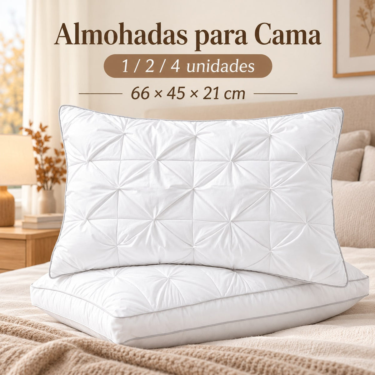 1/2/4 Unidades Almohadas de Cama para Dormir, Almohadas Rellenas con Alternativa de Pluma Súper Suave, Mullidas y Esponjosas Estilo Hotel, para Cama Matrimonio e Individual, Dormir de Lado, Boca Arriba y Boca Abajo, Dormitorio