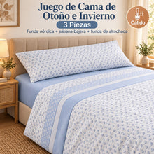 Juego de Sábanas de Invierno Completo 3 Piezas, Ropa de Cama de Tejido Afelpado Suave y Cálido para Otoño e Invierno, Incluye Funda Nórdica, Sábana Bajera Ajustable y Funda de Almohada, para Camas 90/105/135/150/180 cm