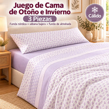 Juego de Sábanas de Invierno Completo 3 Piezas, Ropa de Cama de Tejido Afelpado Suave y Cálido para Otoño e Invierno, Incluye Funda Nórdica, Sábana Bajera Ajustable y Funda de Almohada, para Camas 90/105/135/150/180 cm