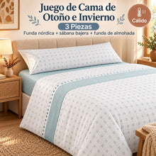 Juego de Sábanas de Invierno Completo 3 Piezas, Ropa de Cama de Tejido Afelpado Suave y Cálido para Otoño e Invierno, Incluye Funda Nórdica, Sábana Bajera Ajustable y Funda de Almohada, para Camas 90/105/135/150/180 cm