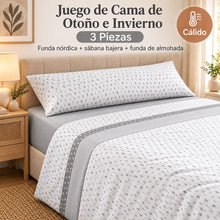 Juego de Sábanas de Invierno Completo 3 Piezas, Ropa de Cama de Tejido Afelpado Suave y Cálido para Otoño e Invierno, Incluye Funda Nórdica, Sábana Bajera Ajustable y Funda de Almohada, para Camas 90/105/135/150/180 cm