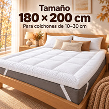 Protector de Colchón Grueso y Cálido, Cubrecolchón Extra Suave para Otoño e Invierno, Sobrecolchón Confortable Acolchado, Topper de Colchón Transpirable con Relleno Alternativo de Plumón 1200 g, Correas Elásticas